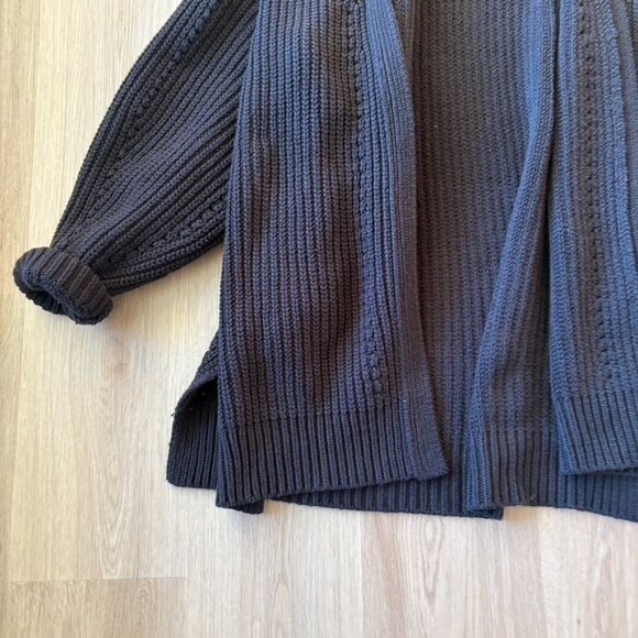 ** Free People Chunky Knit Cardigan Sweater Black Long XL - Picture 2 of 10